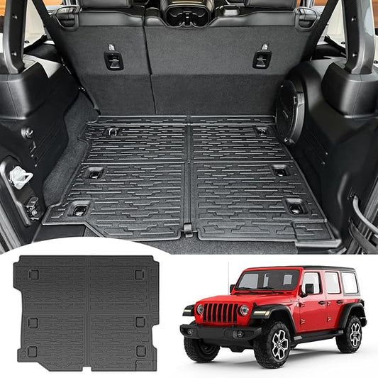Cargo Mat Compatible with 2018-2025 Jeep Wrangler JL Unlimited 4 Door 4X4, Cargo Liner Rear All-Weather Protection Trunk Liner for 2024 Jeep Wrangler JL/JLU Accessories