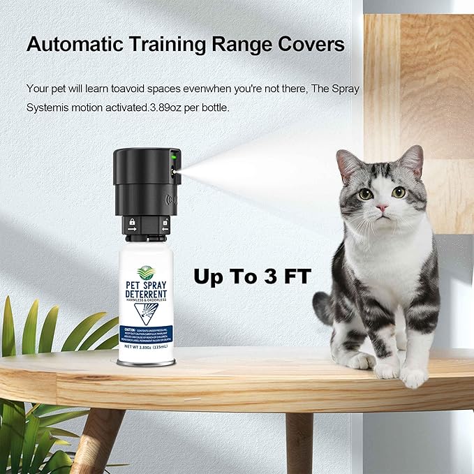 Cat Spray Deterrent System, Pet Deterrent Device Refill, CATSSS Refill [ 23.34Oz & 6 Pack ] Safe for Cats & Dogs Motion Activated Pet Deterrent Spray System-Only Applicable to The First Generation