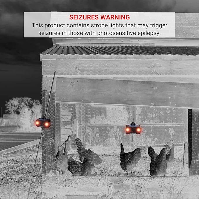 Lycoming Nocturnal Animals Coyote Deterrent Skunk Raccoon Deer Repellent Devices Solar Predator Control with Red LED Strobe Lights for Outdoor Yard Garden 2 Pack