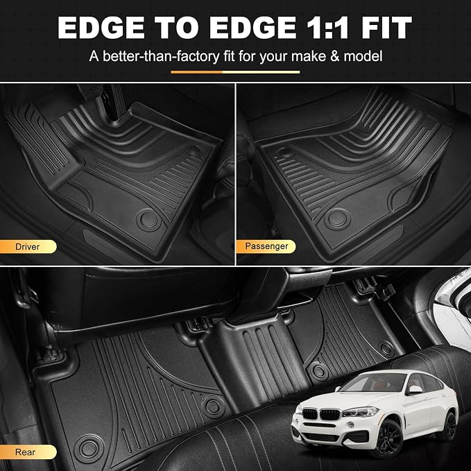 AOMSAZTO Floor Mats & Cargo Liner Fit for BMW X6 2015-2019 (F16) | Custom Fit All Weather Protection Car Accessories Anti Skid Trunk Mat