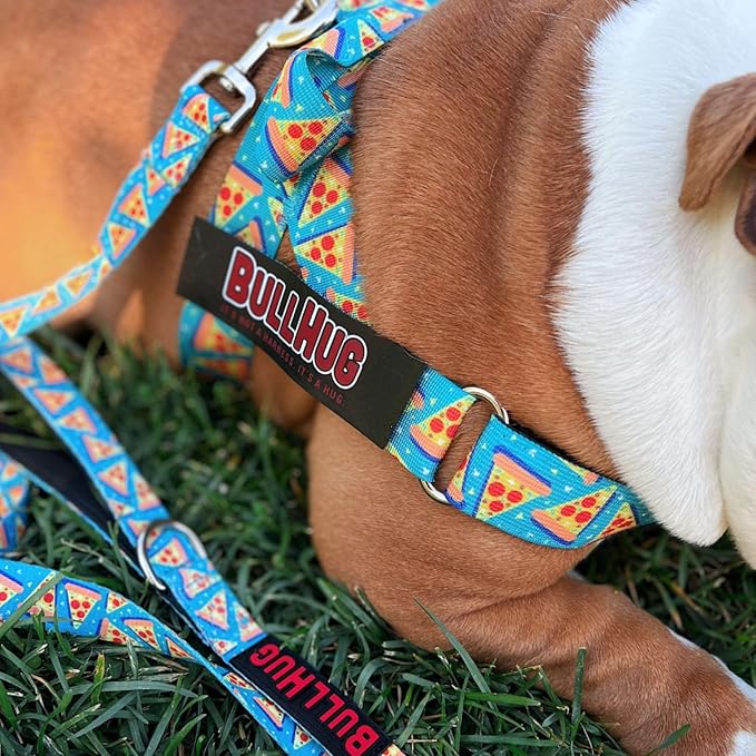 Adjustable Dog Harness– No Pull, No Choke – for English Bulldogs, French Bulldogs, Pugs & Broad-Chested Breeds – Easy, Safe Walks (Pizza, Small)