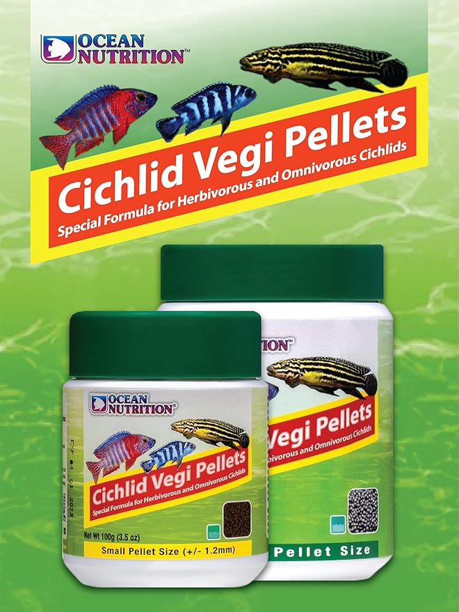 Ocean Nutrition Cichlid Vegi Pellets 3.5-Ounces (100 Grams) Jar - Small Pellet Size