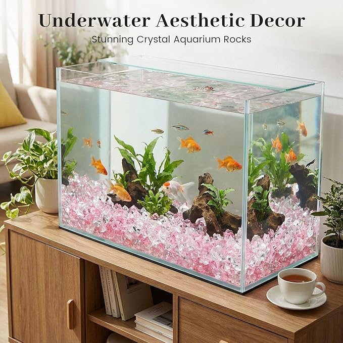 DomeStar Fake Ice, 150PCS Acrylic Fake Diamonds Vase Fillers Pink and Transparent Rocks Plastic Gems for Party Table Scatter Decor