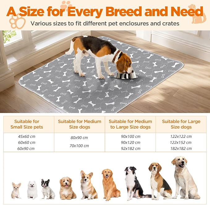 Washable Pee Pad for Dogs, 2 Pack Large Reusable Puppy Pads, 48"x48" | Super Absorbent, Waterproof & Leakproof, Non-Slip Bottom, Machine Washable, For Floors, Beds, Couches, Crates, Carpets, Cars