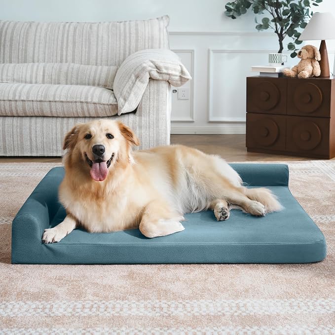 Gel Memory & High-Density Foam Orthopedic Dog Bed 44x32x7.5 Large | | Double Waterproof Cover | Machine Washable | Non-Slip Base | Fur-Resistant Tech Fabric