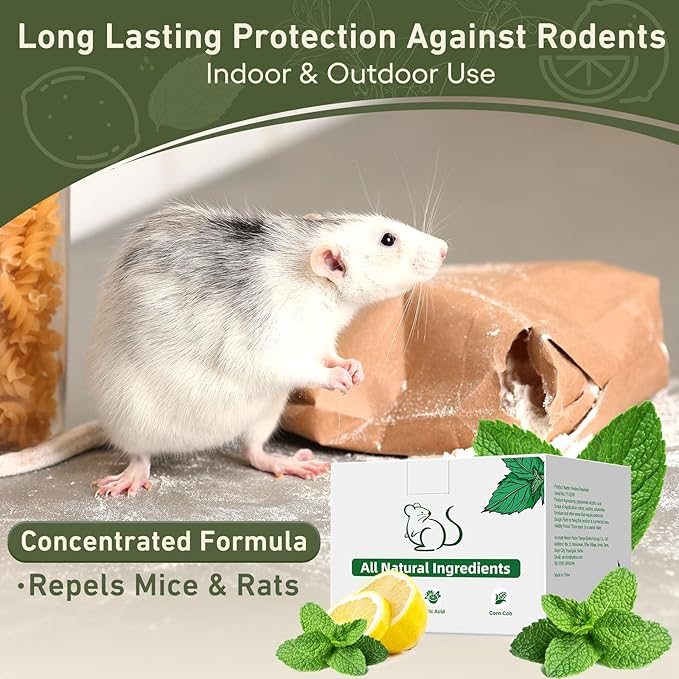 Pest Rodent Repellent, 24 Pack Peppermint Oil Repellent for Mouse Rats Spider Roach Ant Squirrel Pest Control Indoor & Outdoor, Natural Mice Deterrent Replace Trap Poisoning Family & Pet Safe Yellow