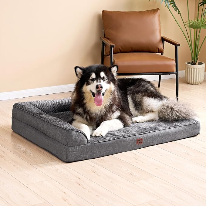 EHEYCIGA Extra Large Dog Bed Othorpedic, Memory Foam XL Dog Bed with Washable Removable Cover, Waterproof Pet Sofa Couch XLarge Size Dogs with Nonskid Bottom, 44x32x6.5, Dark Grey | Washable Removable Cover, Waterproof Flat Pet Sofa Couch with Nonskid ...
