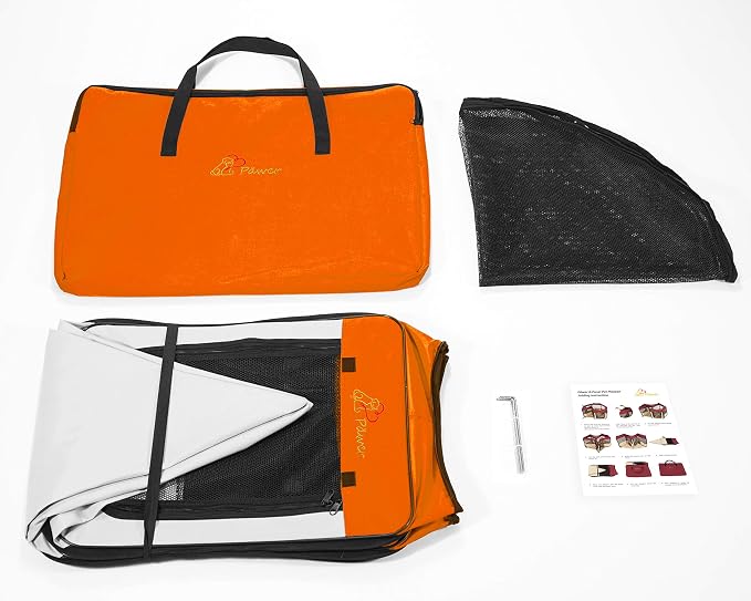 Pawer 36”×18.5” 8-Panel Foldable Pet Playpen, Orange+Grey, Personalize Embroidery Extra Fabric Piece Available, for Cat/Dog/Puppy, 600D Oxford Cloth Portable Indoor & Outdoor Kennel with Carry Bag