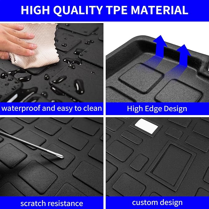 Rongtaod Cargo Mat Compatible with 2020-2025 Kia Telluride (Not for 2027) Cargo Liner Trunk Mat TPE All Weather Back Seat Cover Protector 2024 Telluride Accessories (Trunk Mat with Backrest Mat)
