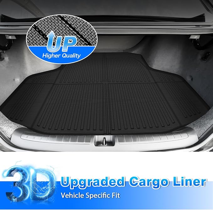 Cartist Cargo Liner Compatible with Honda Accord & Accord Hybrid 2018-2022 All Weather Rear Trunk Mat High Side Waterproof TPE Black