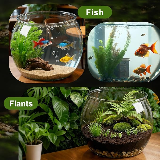 Geelin 2 Pcs 1.5 Gallon + 0.8 Gallon Plastic Fish Tank Large Bowl Shatterproof with Crystal Clear Clarity for Terrarium, Flower Vase Centerpiece Gift for Fish Lovers