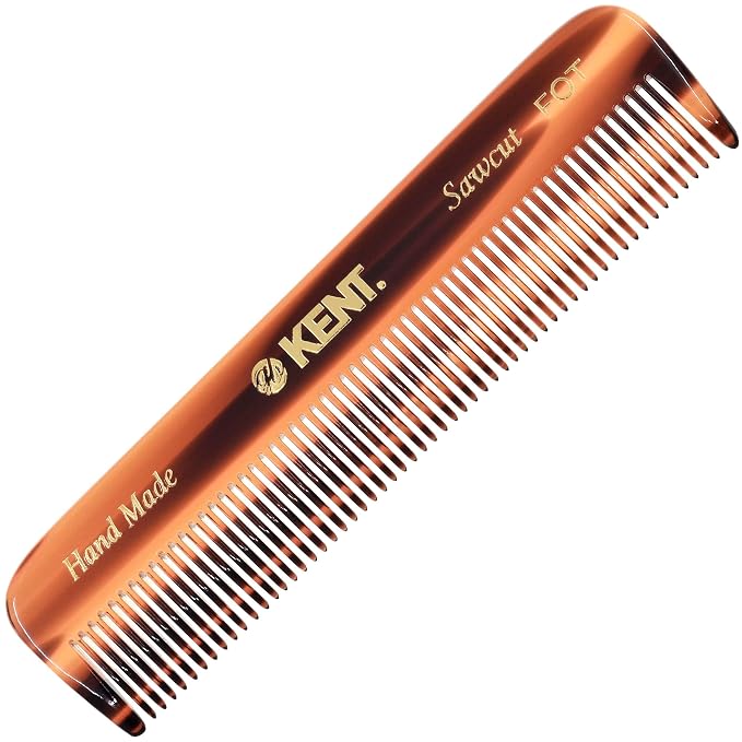 Kent FOT Fine Tooth Handmade Pocket Comb for Men, Women and Kids, Hair Comb Straightener for Everyday Grooming and Styling, Beard and Mustache, Saw Cut, Hand Polished, Made in England