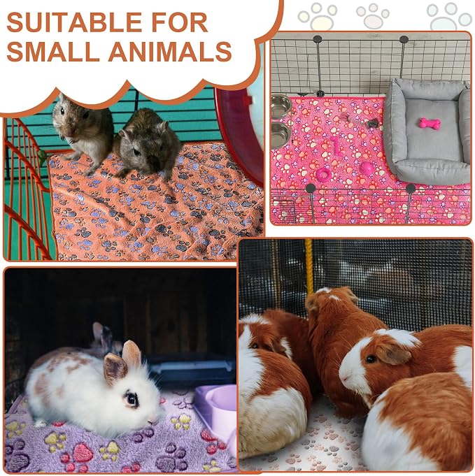 Tatuo 4 Pack Fleece Dog Blankets for Puppy Cats Multi-Size Sleep Mat for Pet Guinea Pig Soft Washable Warm Crate Bed Puppy Teething Toys Print Pattern Blanket Indoor(Mixed Color,24 x 47 Inch,Paw)