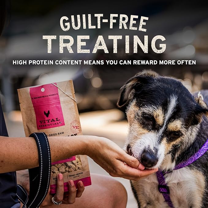 Vital Essentials Freeze Dried Raw Chicken Hearts Dog Treats | Single Ingredient | Premium Quality | Grain Free Treats for Dogs, 1.9 oz Bag