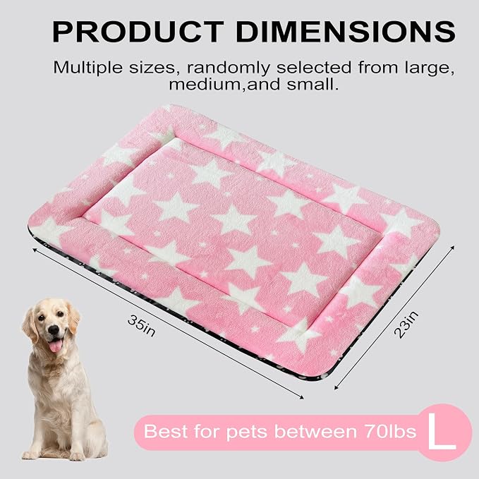 Washable Dog Bed Plush Orthopedic Outdoor Crate Mat with Non-Slip Bottom,Luxe Soft Kennel Pad for Pets, Cozy Cage Cushion & Pet Sleeping Mattress Large Sized,Medium,Small Dogs,36 x 24 inch,Pink