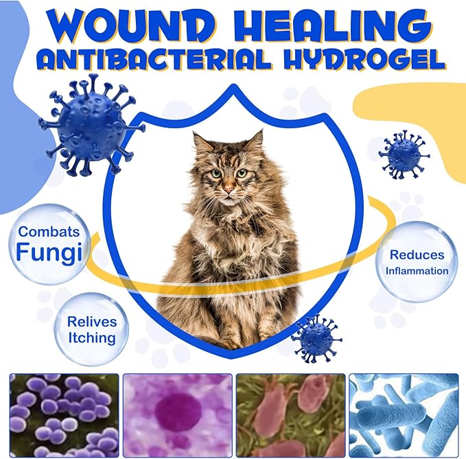 Cat Wound Care Spray - Wound Healing Aid Treatment for Cats Helps with Skin Repair for Wounds, Cats Irritated Skin & Itchy Skin, Scratching | Cats Supplement | Gentle Wound Care Spray - 3.38 Fl.oz