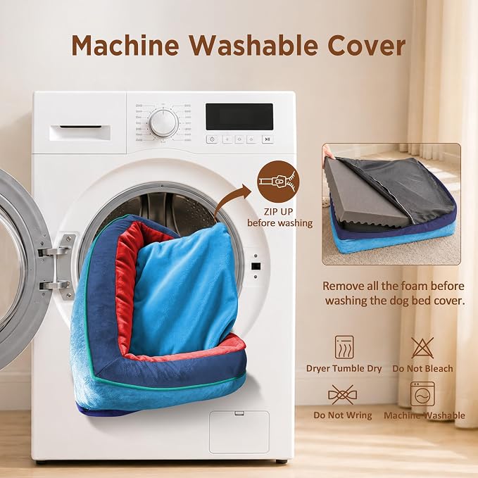 Comfort Expression Orthopedic Dog Bed for Extra Large Dogs with Bolster | Waterproof Dog Couch Bed with Washable Cover & Non-Slip Bottom, Supportive Egg Crate Foam XL Pet Bed, 45x35 Inch