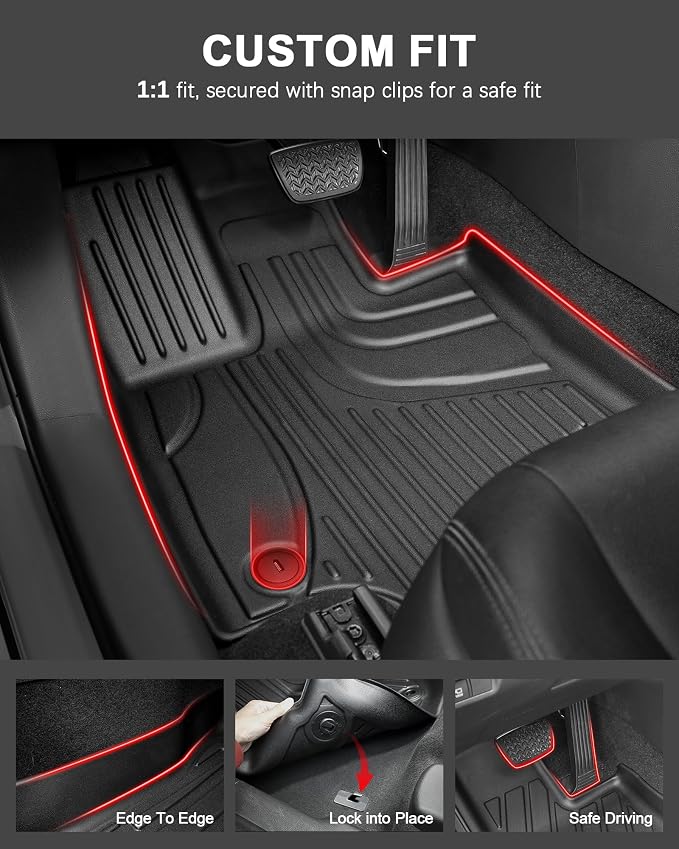 Floor Mats for Hyundai Tucson 2016-2021 - Custom Fit TPE Anti-Slip Floor Liners and Cargo Mat All Weather Cargo Liner for Tucson Accessories Black 2021 2020 2019 2018 2017 2016