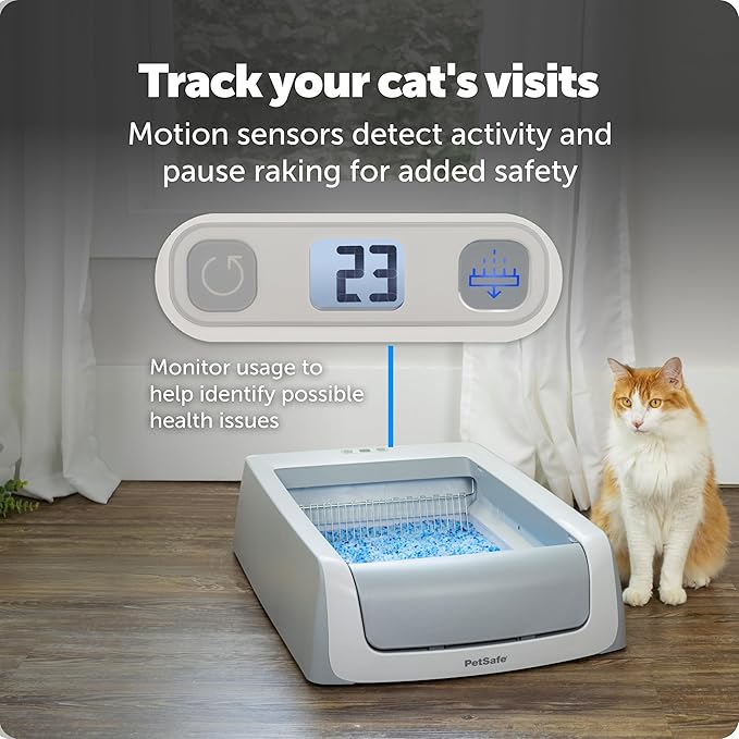 PetSafe ScoopFree Crystal Pro Legacy Automatic Self-Cleaning Cat Litter Box – Includes 1 Disposable Crystal Litter Tray – Advanced Odor Control – Not Enclosed – Gray (PAL00-16805)