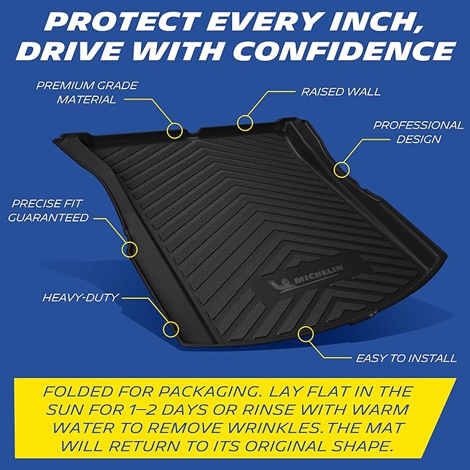 Michelin Vehicle Mat, All-Weather TPE Custom Fit Liner for Tesla Model 3 Trunk Mat 2024-2027(1 Piece), Premier