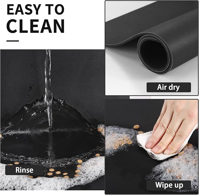 HotLive Dog Food Mat - Absorbent Cat Mat for Food and Water, No Stains Pet Feeding Bowl Mat, Easy to Clean Pet Placemats, Quick Dry Dog Water Dispenser Mat for Messy Drinkers | Black 18"x 28"