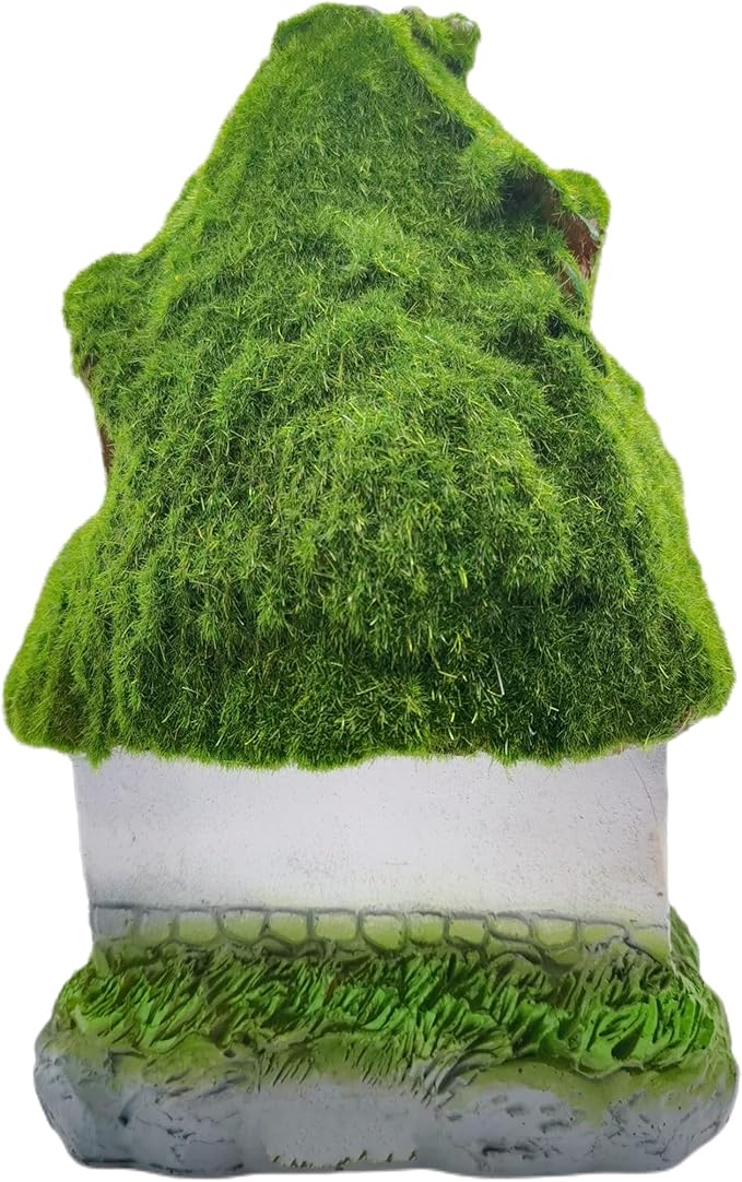 M2cbridge Aquarium Decorations Fish Hideout House Betta Cave Landscape Garden Decoration with Green Lifelike Moss (Garden Shed)