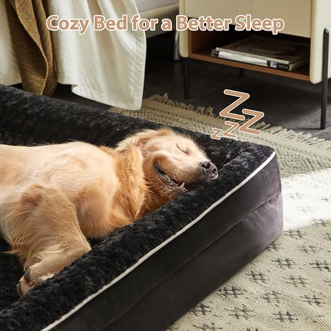 WNPETHOME Orthopedic Washable Dog Bed Large for Senior Dog Cozy Sleep | Waterproof Big Soft Dog Couch Sofa Bed for Dogs Relax with Removable Cover Supportive Comfort Pet Bed Black 36x27 Inch
