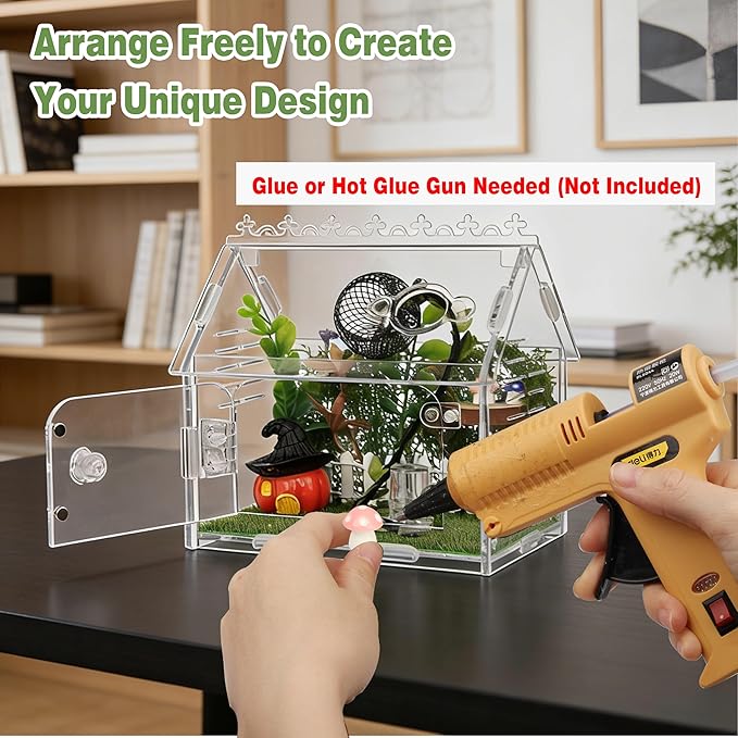 Jumping Spider Enclosure Accessories Kit, 15-in-1 Multifunctional Tarantula Habitat Decor Set with Hideouts, Plants, Ledge, Water Dish, Climbing Rope, Terrarium Decorations for Small Spiders