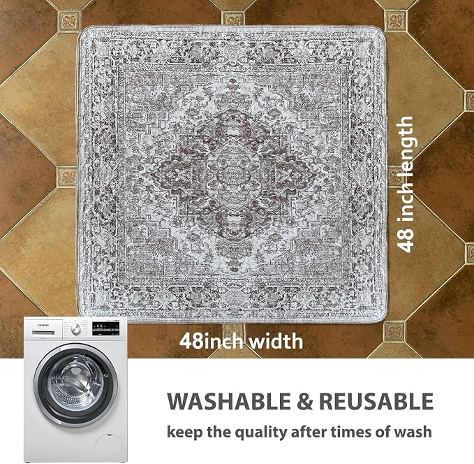 nunubaby Washable Pee Pads for Dogs, Stylish, Non-Slip and Leak-Proof Pee Pads. Reusable Potty Pads for Dogs for Crates and Floors.(Brown/Geo,48" x48" )