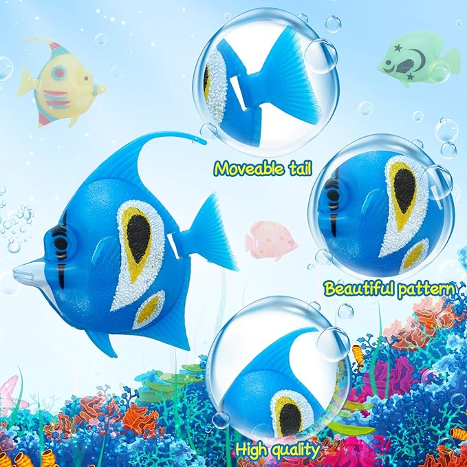 Weewooday 20 Pcs Artificial Moving Fishes Plastic Floating Lifelike Fish Tank Ornament Aquarium Decorations(Random Fish)