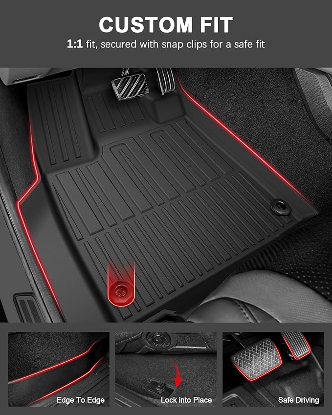 Original 2022-2026 MDX Floor Mats & Cargo Liner & Backrest Mat Full Sets for Acura MDX - Custom Fit TPE Floor Liners & Cargo Mat & Backrest Mat - All Weather Odorless Car Mats for MDX 2022-2025 2026