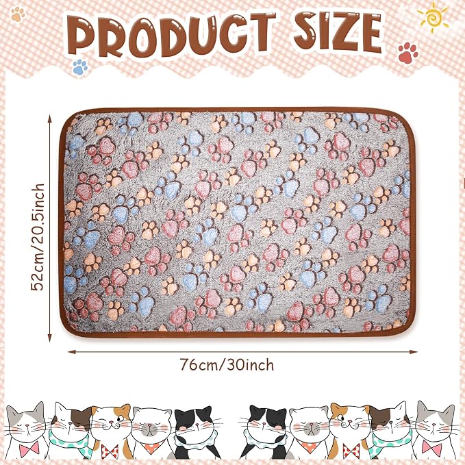 Tatuo 4 Pack Fleece Dog Blankets for Puppy Cats Multi-Size Sleep Mat for Pet Guinea Pig Soft Washable Crate Bed Puppy Teething Toys Print Pattern Warm Blanket Indoor(Black,30 x 20.5 Inch,Paw)