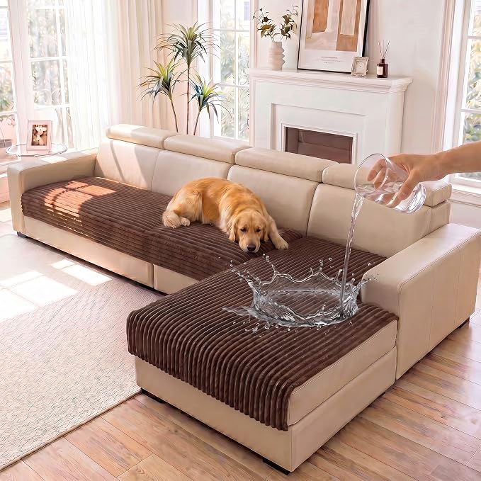 FUANGUI 2 Pack Waterproof Couch Cover for Dogs for Sectional Sofa | Washable Pet Couch Covers for Pets, Non Slip 2 PCS L Shaped Sofa Slipcover, Sofa Covers for 3 Cushion Couch Sofa Pet Friendly