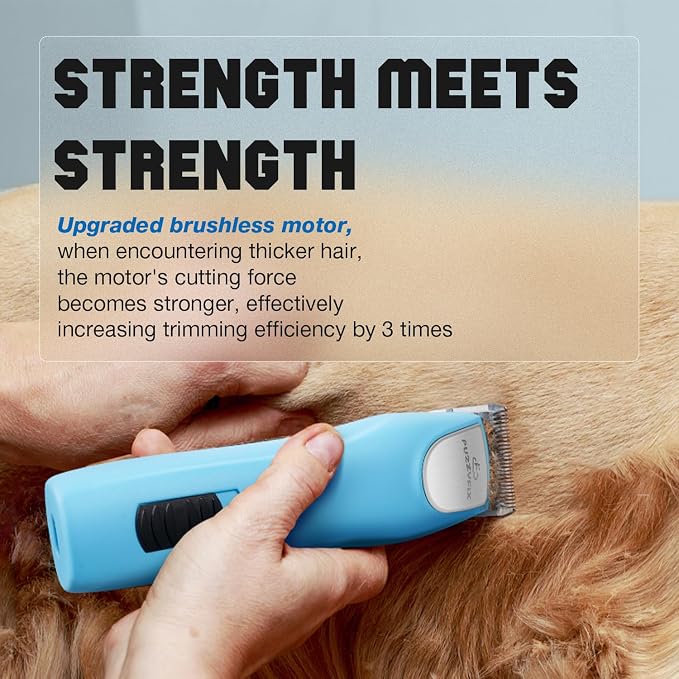 Professional Dog Clippers for Grooming Thick Curly Matted Coats | Detachable A5 Blade & Metal Guide Combs Kit for Horse Animal Breeds Low Noise Cordless Pet Hair Trimmer with 2 Speed Bluewave