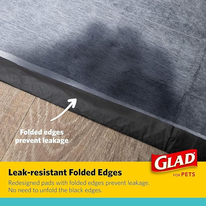 Glad for Pets Black Charcoal Puppy Pads, 17.5 x 23.5 Inch, 120 Count, 2-Pk | Super-absorbent core, disposable design, 17.5x23.5 in, potty crate and indoor training