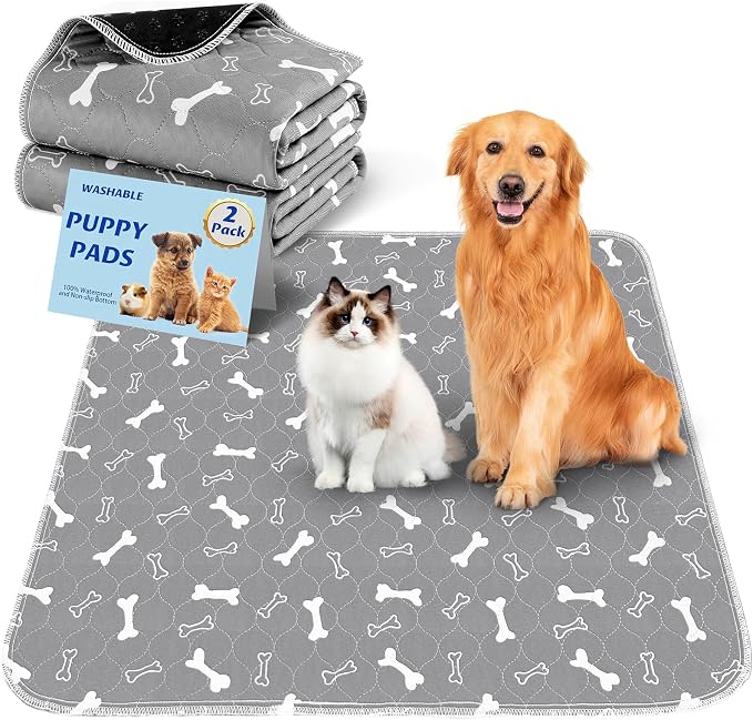 Washable Pee Pads for Dogs, 2 Pack Reusable Puppy Pads, 36"x41" | Super Absorbent, Waterproof & Leakproof, Non-Slip Bottom, Machine Washable, For Floors, Beds, Couches, Crates, Carpets, Cars