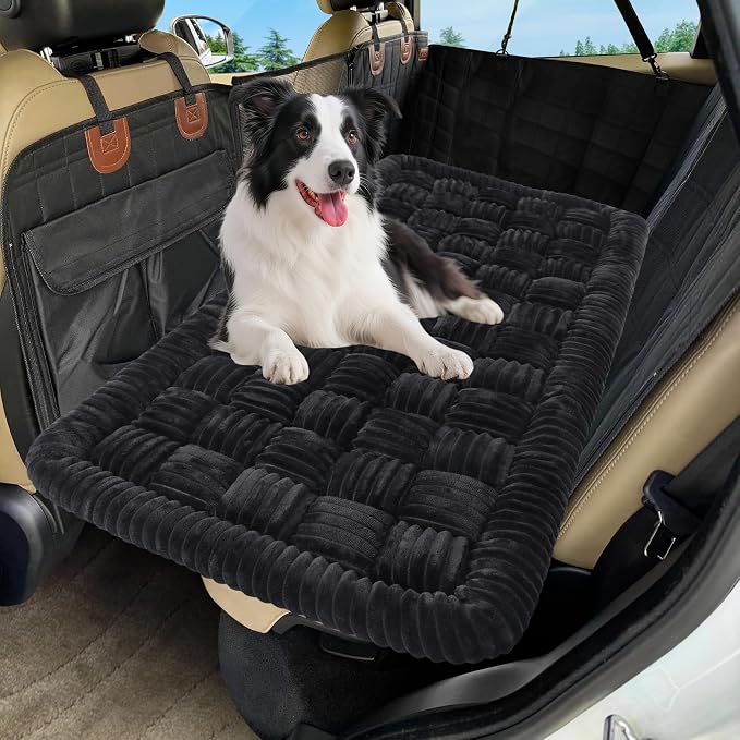 Dog Car Bed Mat Non-Slip Backseat Extender Dog Bed 50" x24.6" Black | Travel Bed for Dogs，Chew-Resistant, Easy Clean & Scratch-Proof, Comfort Design, Fits Trucks/Sedans/SUVs