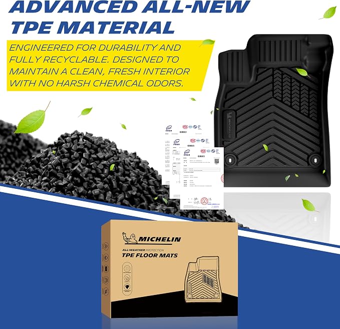 Michelin Vehicle Mats, Premier Series All-Weather TPE Custom Fit Liner for Honda Accord Gasoline & Hybrid 2023-2027 Floor Mats A(4 Piece)