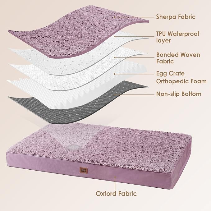 EHEYCIGA Orthopedic Dog Bed Extra Large with Removable Washable Cover, 47IN | Egg Crate Foam Support, Durable Oxford fabric, Non-Slip Bottom, Machine Washable, Soft Waterproof Plush Pet Bed Mat For Crate