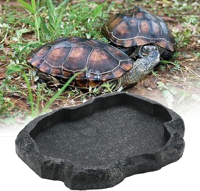 Tortoise Water Dish, Resin Snake Water Bowl, Reptile Food Feeding Dish for Tortoise, Lizard, Iguana, Frog, Snake, Pet, Amphibian