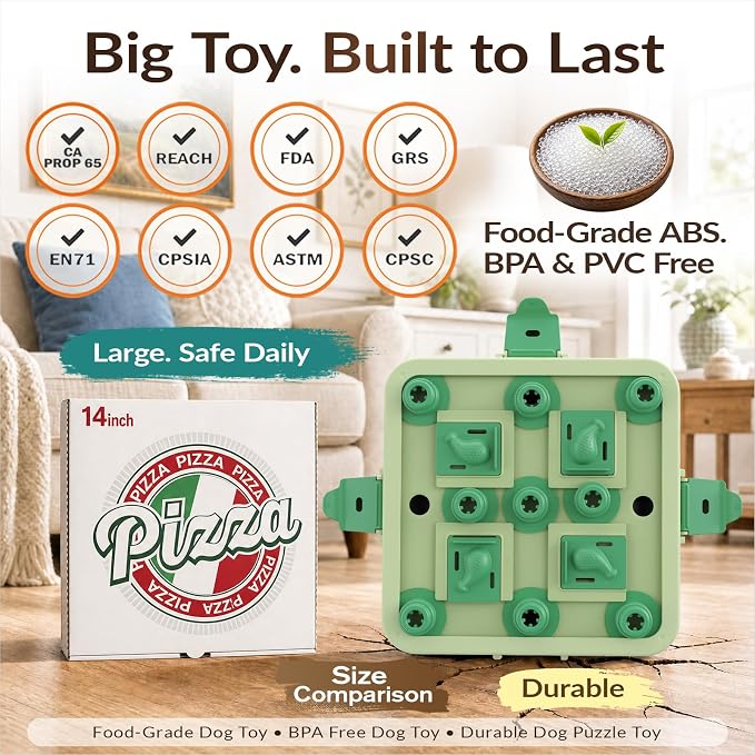KADTC 3-Level Dog Chess Puzzle Toy, Brain & Mental Stimulation, Smart Dogs | Large size. Beginner-to-Advanced challenge beats boredom, burns energy, builds focus, slows eating, rewards sharper thinking.