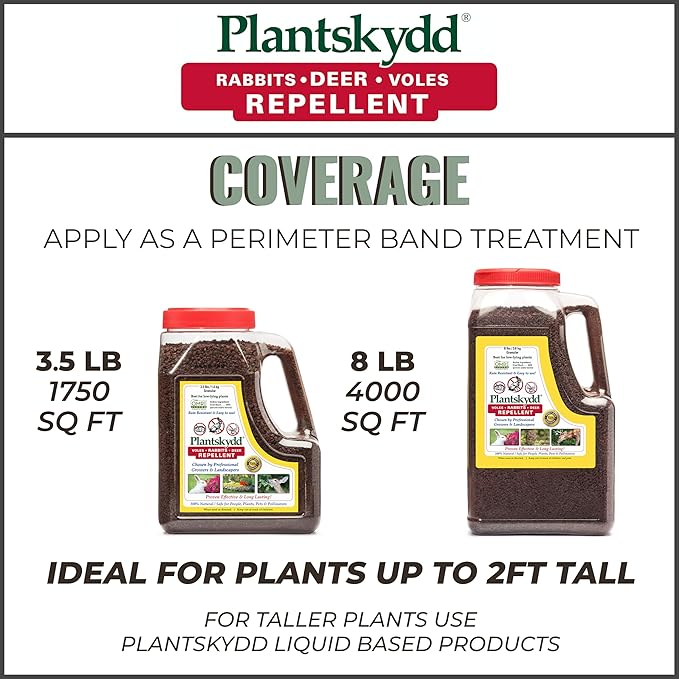Plantskydd Animal Repellent - Repels Deer, Rabbits, Elk, Moose, Hares, Voles, Squirrels, Chipmunks and Other Herbivores; 8 LB Granular Shaker Jug (PS-VRD-8)