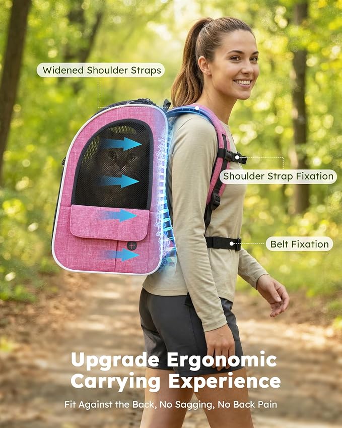pecute Cat Backpack Extendable, Cat Carrier Backpack with Breathable Window | Durable Oxford Cloth, Lockable Zipper,Use for Pet Under 11 lbs to Travel