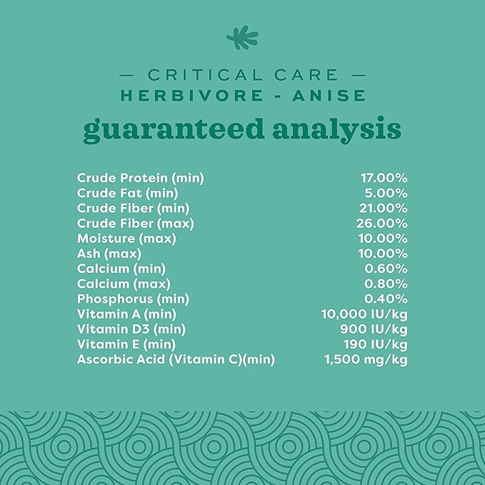 Oxbow Critical Care Herbivore, Emergency Guinea Pig Food, Rabbit Food for Recovery, Made with Timothy Hay, Anise Flavor, Critical Care for Guinea Pig Emergency Kit, 141 gram bag