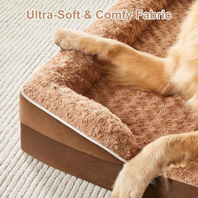 WNPETHOME Orthopedic Washable XXL Dog Bed for Senior Dog Cozy Sleep | Extra Large Waterproof Big Soft Dog Couch Sofa Bed for Dogs Relax with Removable Cover Supportive Pet Bed Brown 48x35 Inch