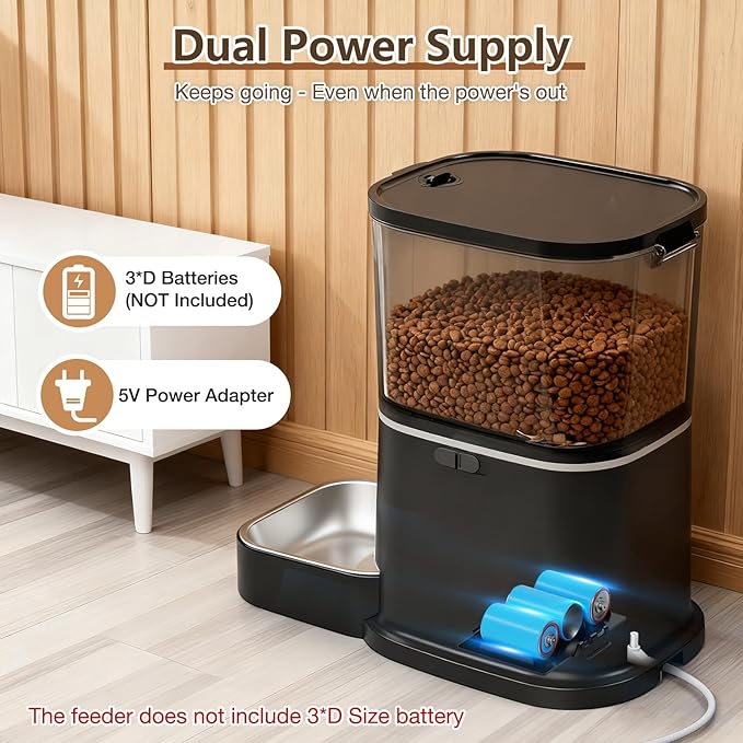 Automatic Cat Feeder with Camera, 5G WiFi Smart Pet Feeder with 2-Way Video/Audio, 45° Adjustable Angle, Night Vision, 5L Cat Food Dispenser for Cats & Small Dogs with APP Control for Vacation & Work