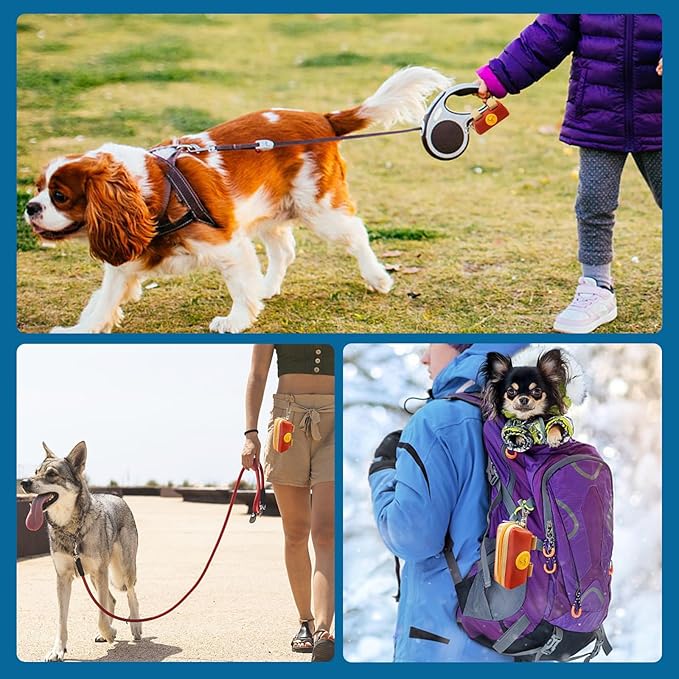 Dog Poop Bag Holder Zippered Pouch, Portable Dog Poop Bag Dispenser with 1 Metal Clip, Fashion Color Matching Canvas Waste Bag Holder for Leashes - Brown & Black