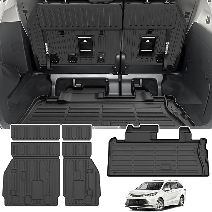 Sienna Cargo Liner - Trunk Mat for Toyota Sienna 2021-2026, All Weather Cargo Mat for Sienna Accessories, Heavy Duty Car Mats, Car Accessories