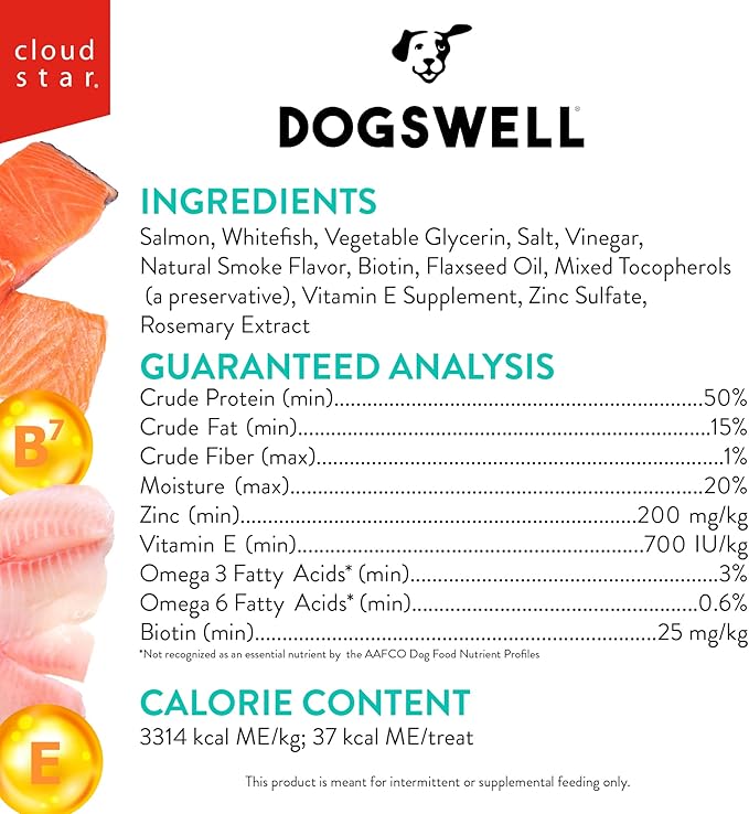 DOGSWELL Skin & Coat Jerky Dog Treats, Salmon, 18 oz. Bag
