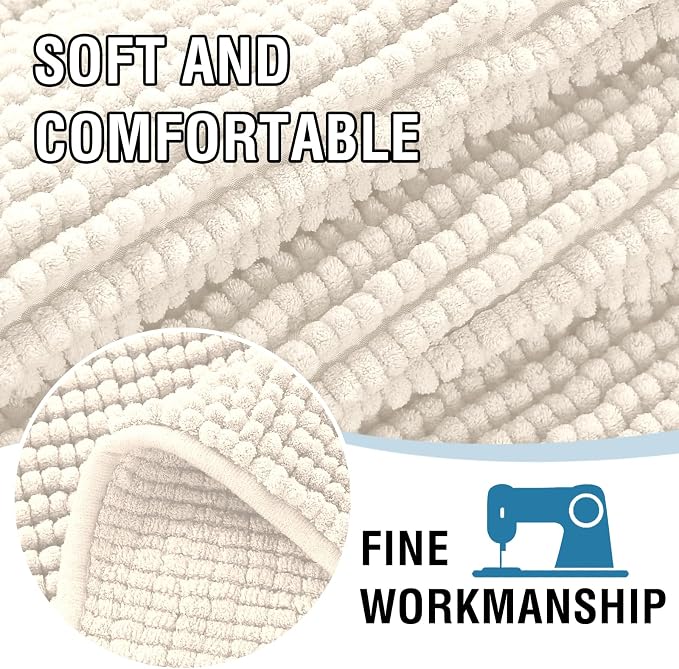 H.VERSAILTEX Plush Chenille Couch Cover for 3 Cushion Couch Anti Slip Washable Sofa Slipcovers Soft and Durable Furniture Protector for Dogs Cats Kids (27.5" x 59", Ivory)